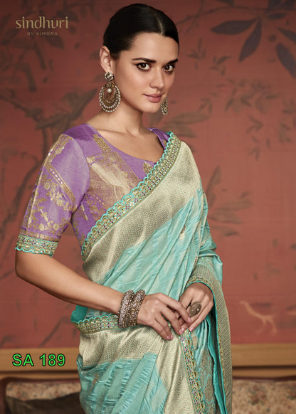 Beautiful Designer Kimora Pure Soft Dola Silk Sindhuri Maharani Silk Wedding Saree 189