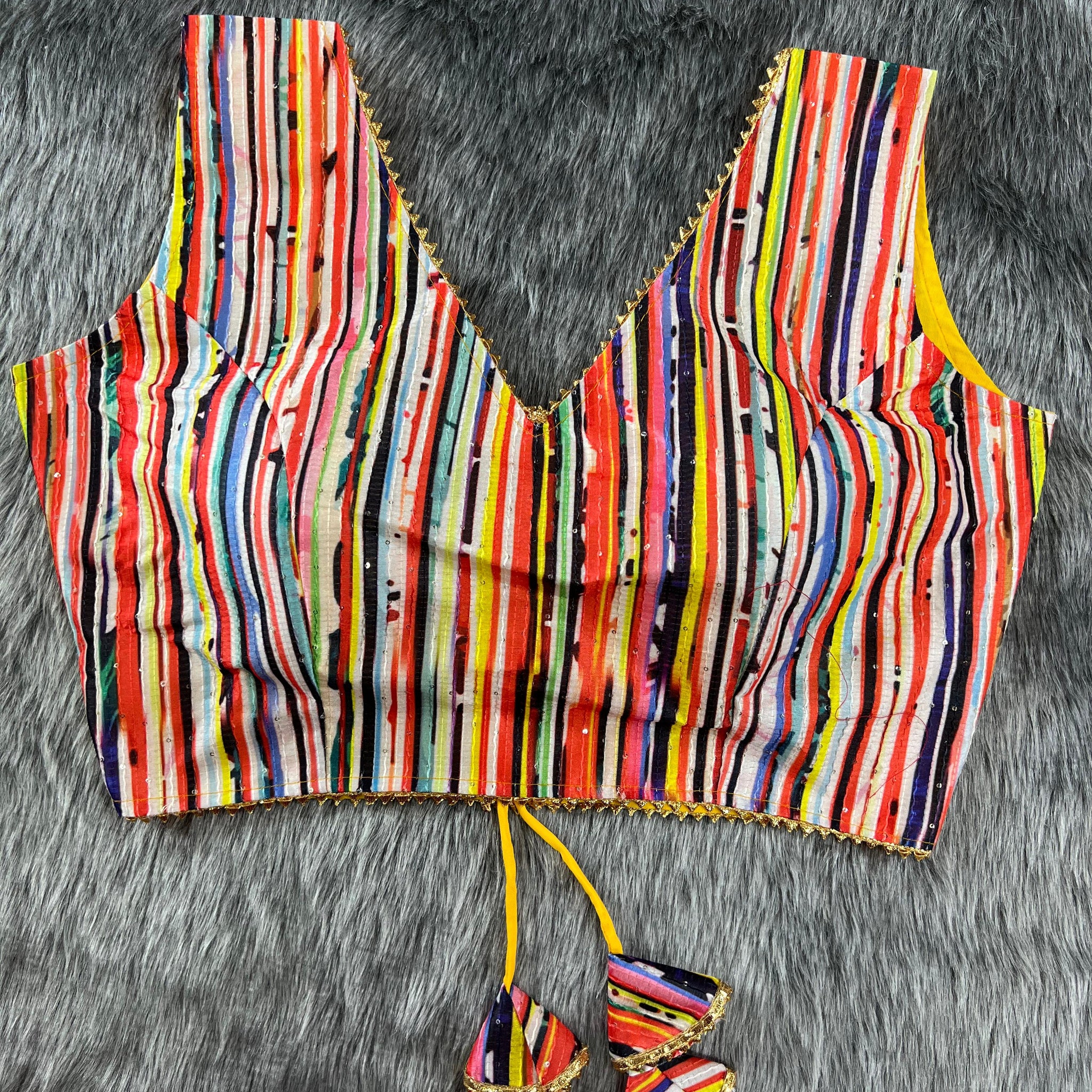 Designer Party Wear Digital Print Crochet Blouse
