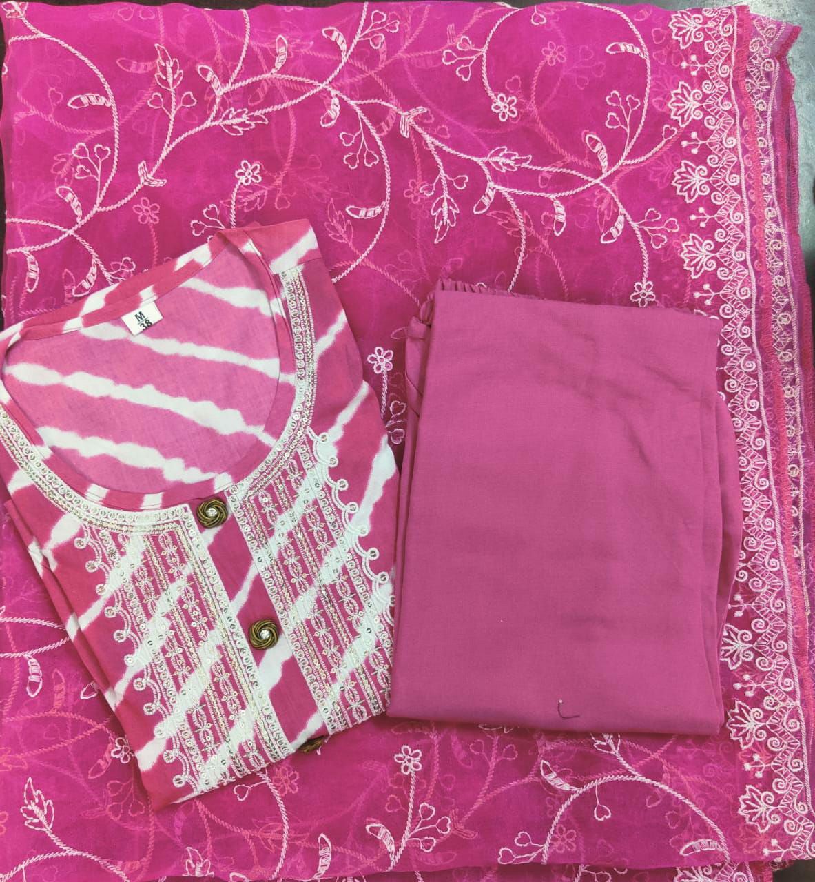 Party Wear Designer Kurti Pant with Organza Dupatta Suit