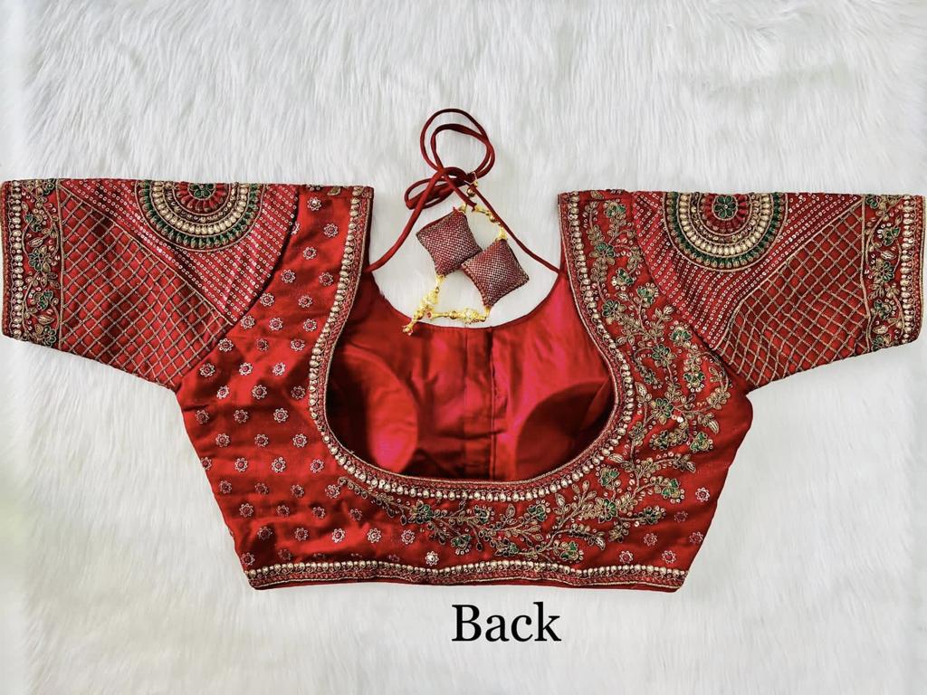 Beautiful Designer Copper Jari Heavy Embroidery Work Blouse