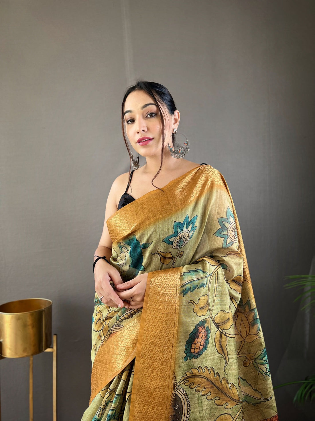 Beautiful Pure tussar Silk Kalamkari Print  Saree