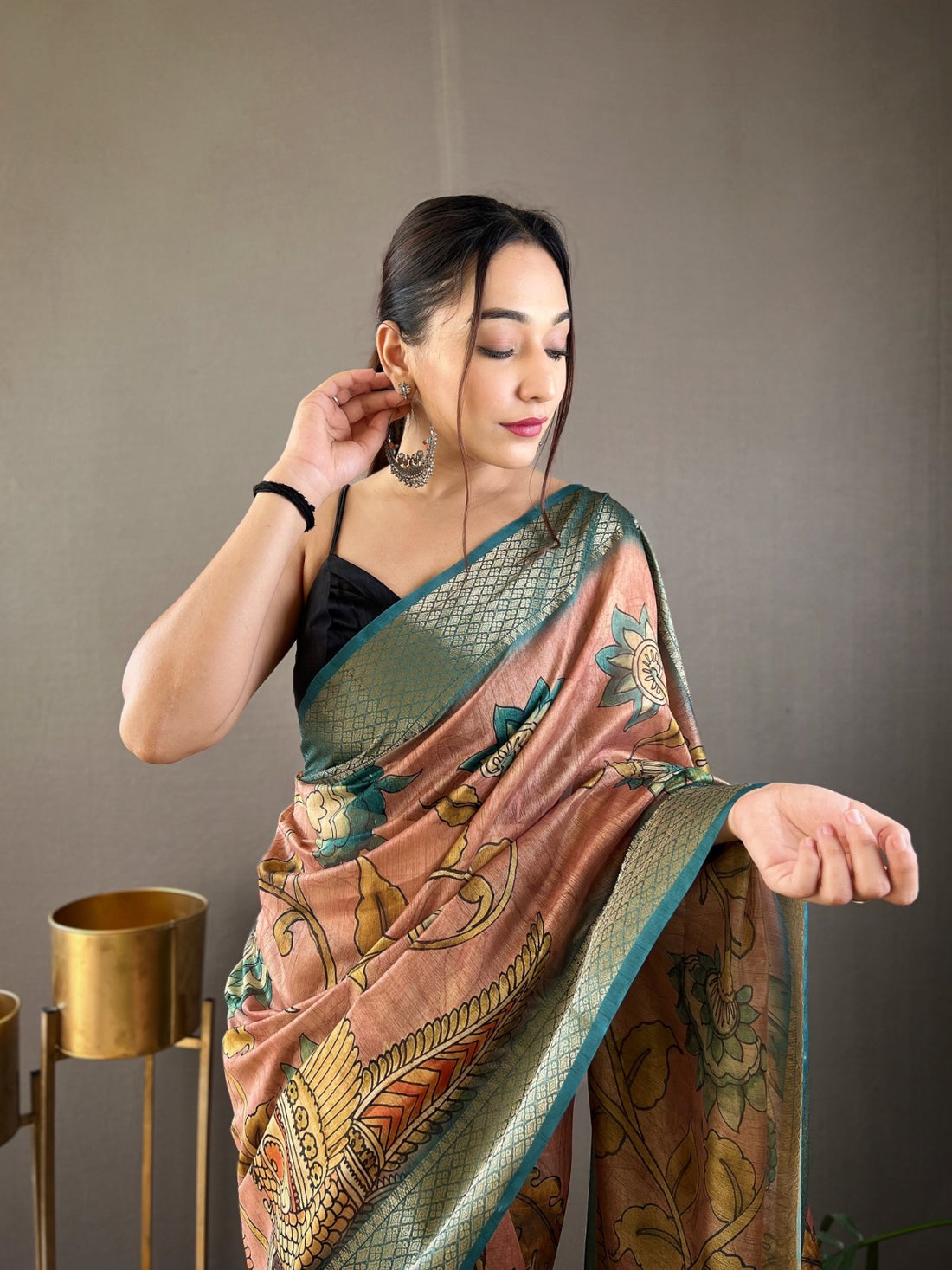 Beautiful Pure tussar Silk Kalamkari Print  Saree