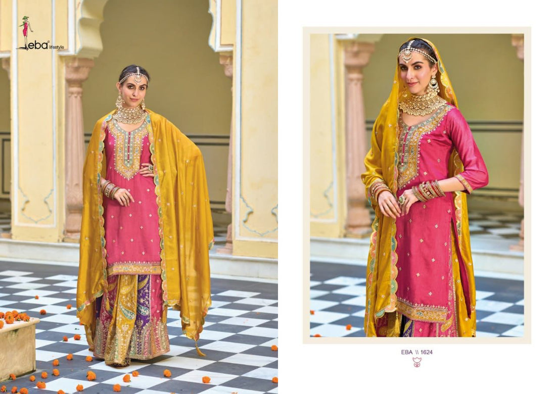 Eba Lifestyle Saffron Vol-3 1624-1625 Series Latest Readymade Salwar Kameez