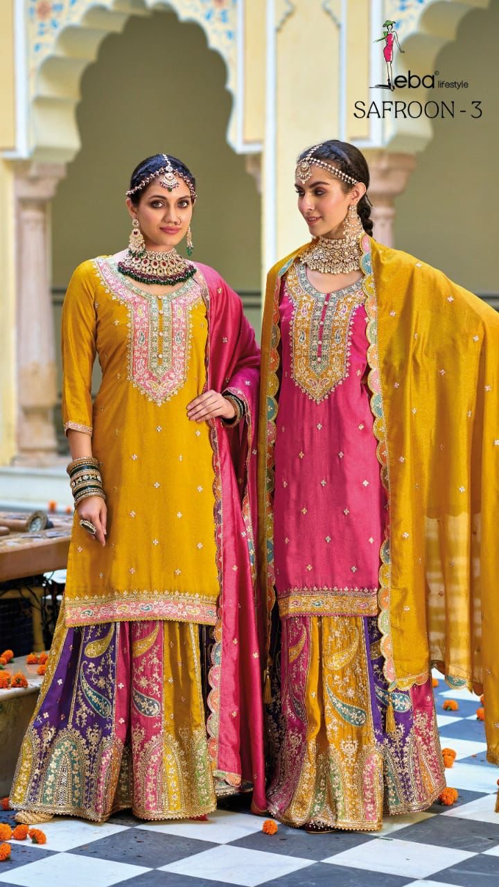 Eba Lifestyle Saffron Vol-3 1624-1625 Series Latest Readymade Salwar Kameez