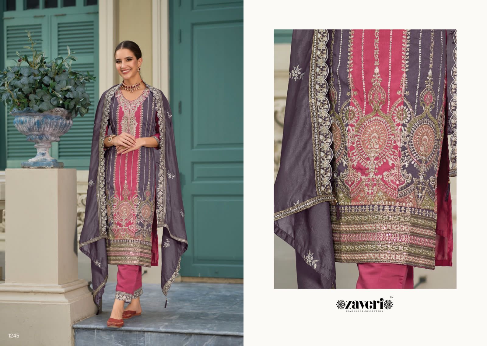 Eba Lifestyle Zaveri Shanya Silk with Embroidery work designer Suits collection
