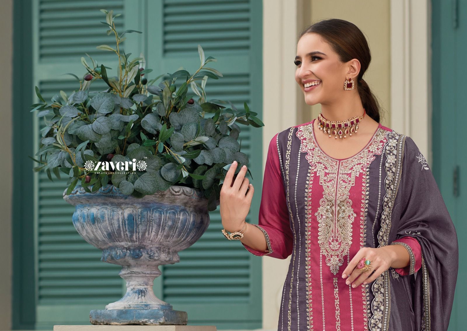 Eba Lifestyle Zaveri Shanya Silk with Embroidery work designer Suits collection