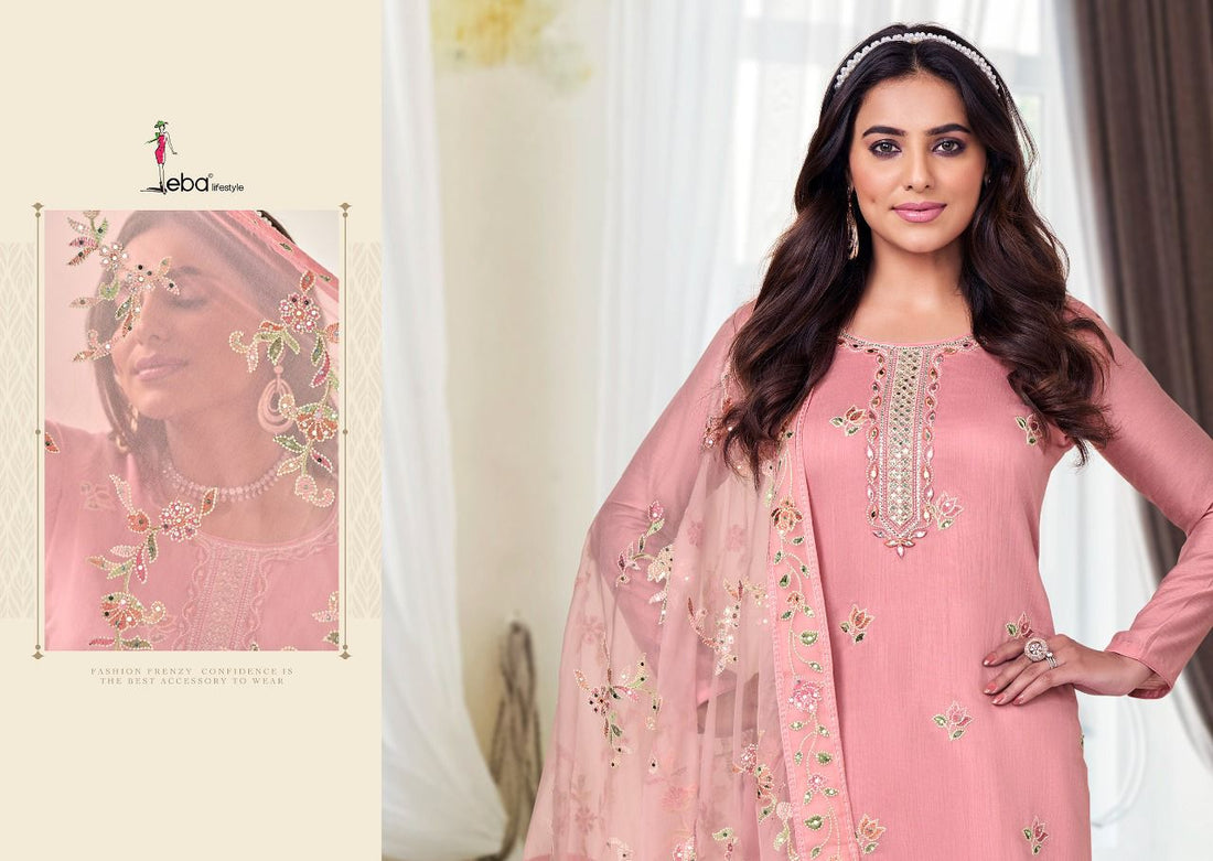 Eba LifeStyle Nyra vol 3 Viscose Silk with Embroidery work Dress material collection