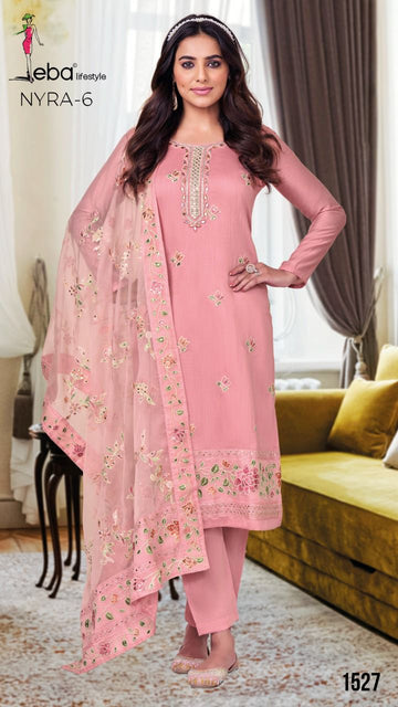 Eba LifeStyle Nyra vol 3 Viscose Silk with Embroidery work Dress material collection