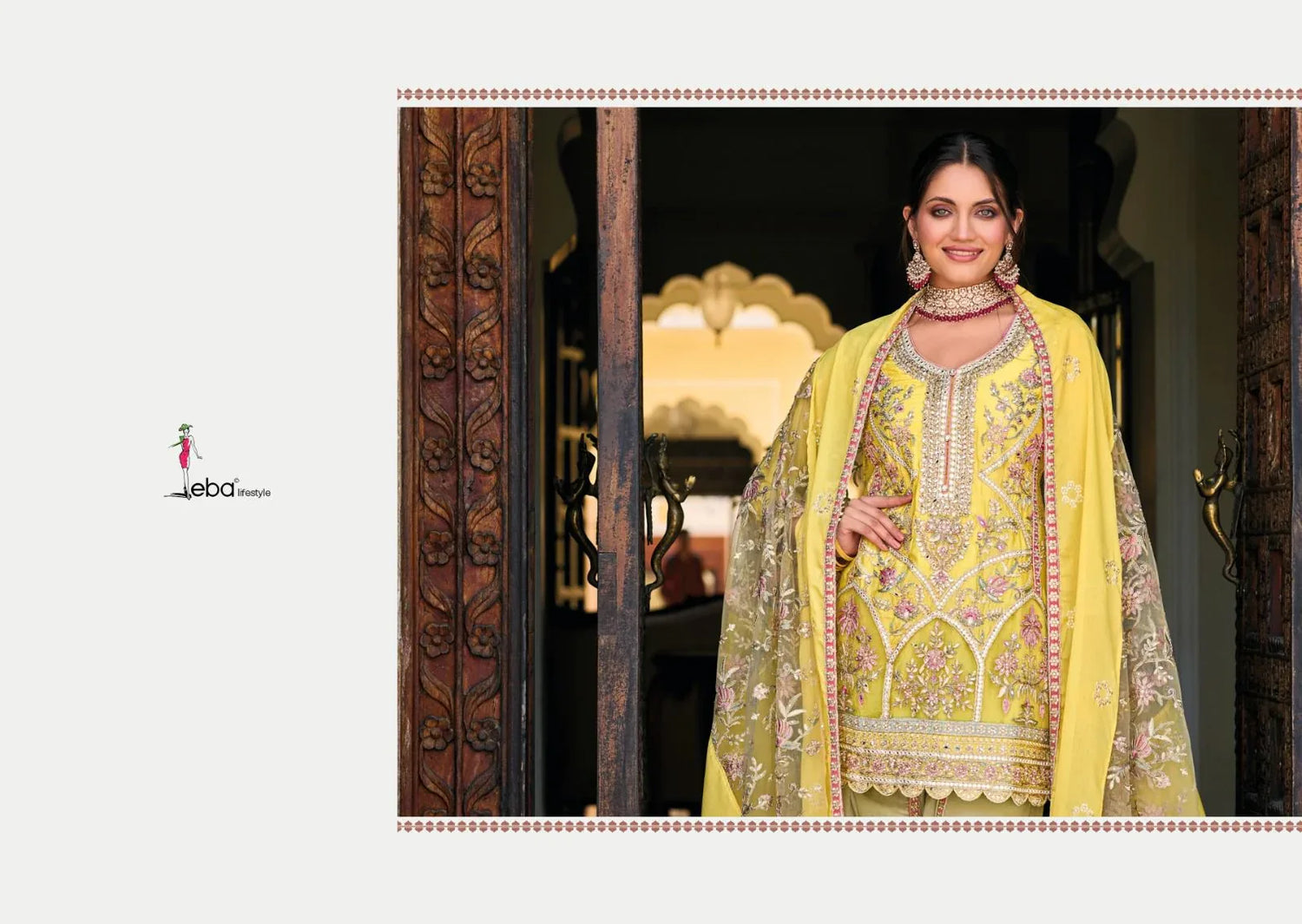 Eba Lifestyle Amber Chinon With Heavy Embroidery Designer Suite