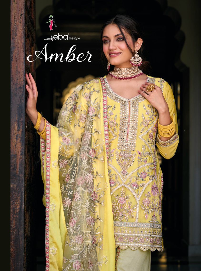 Eba Lifestyle Amber Chinon With Heavy Embroidery Designer Suite