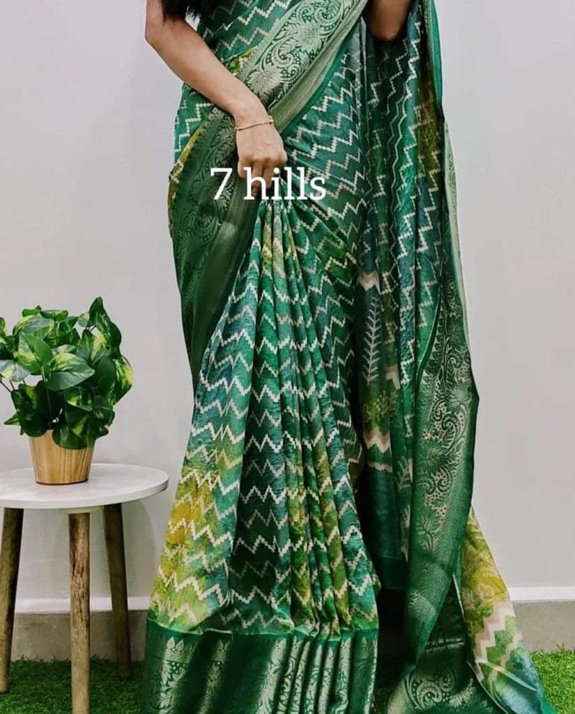 Party Wear Pure Dola Silk with Jequrd Border Saree