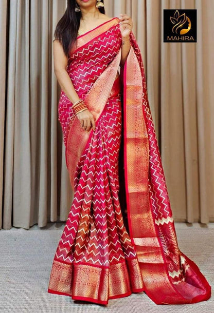 Party Wear Pure Dola Silk with Jequrd Border Saree