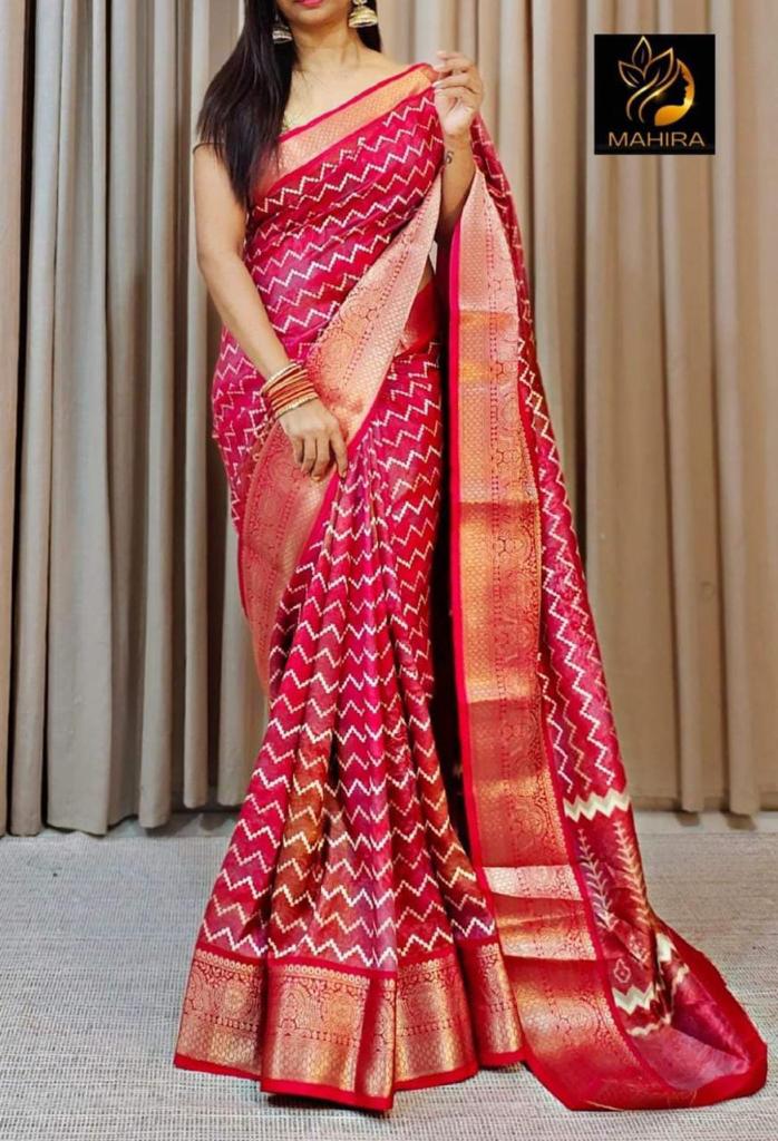 Party Wear Pure Dola Silk with Jequrd Border Saree