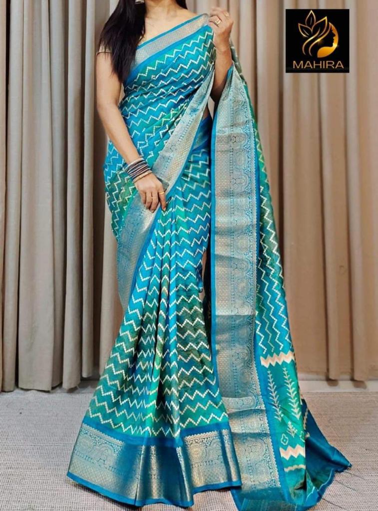 Party Wear Pure Dola Silk with Jequrd Border Saree
