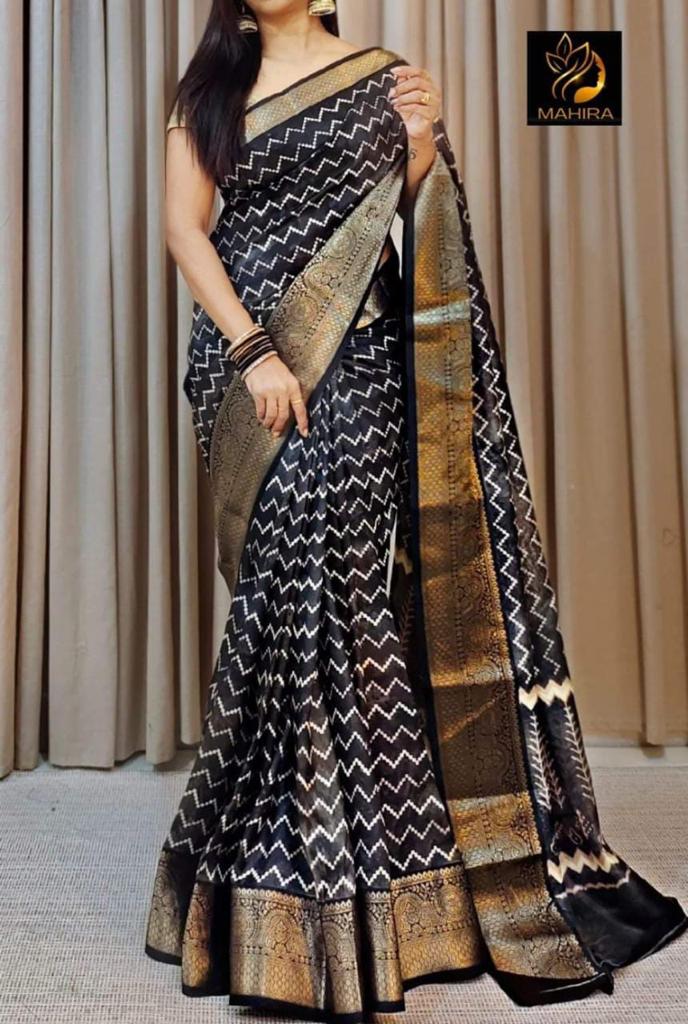 Party Wear Pure Dola Silk with Jequrd Border Saree