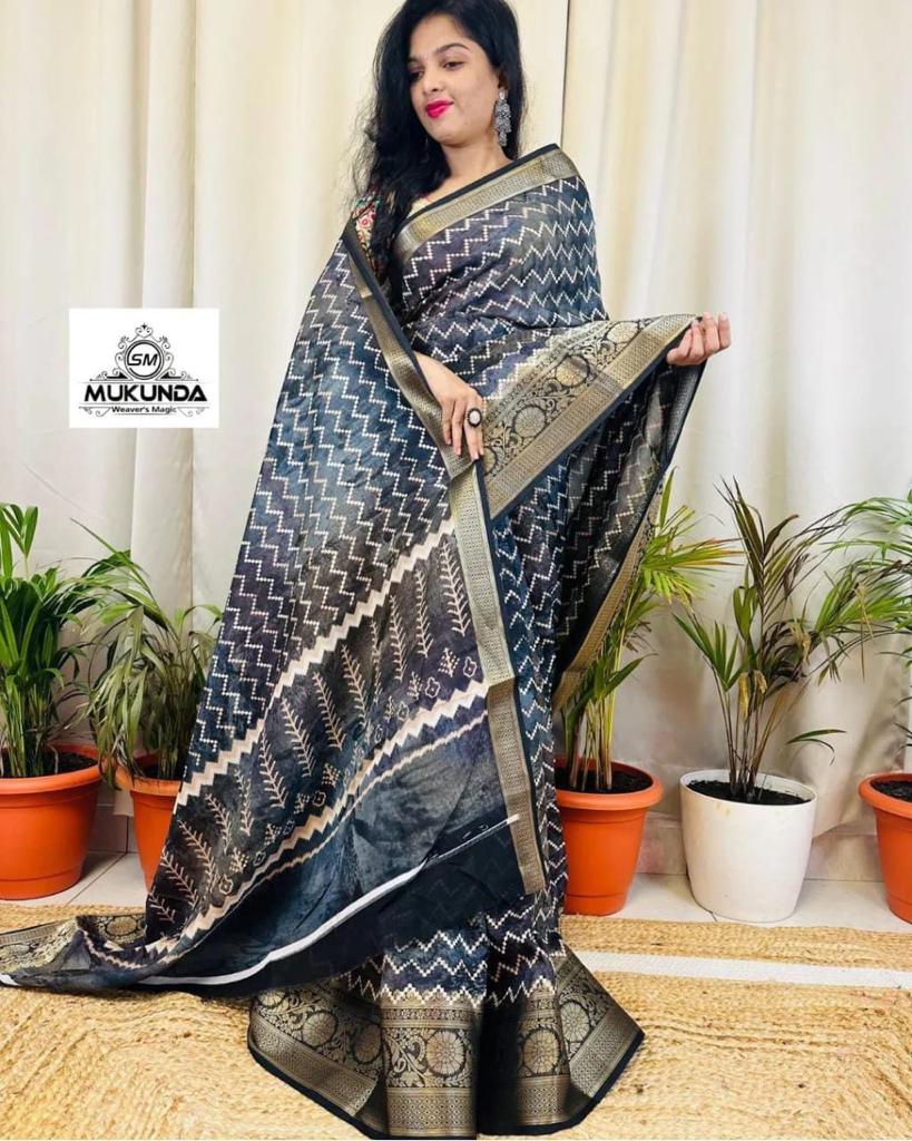Party Wear Pure Dola Silk with Jequrd Border Saree