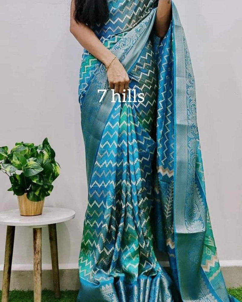 Party Wear Pure Dola Silk with Jequrd Border Saree