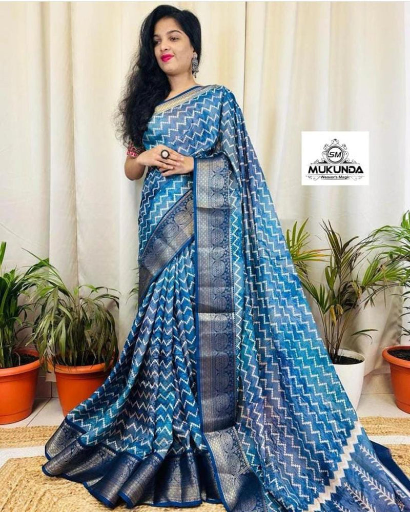 Party Wear Pure Dola Silk with Jequrd Border Saree