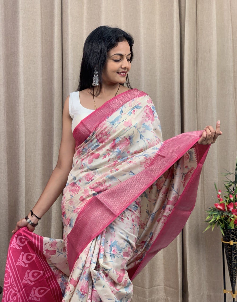 Party Wear Soft Hit Flower Special Dola silk Saree