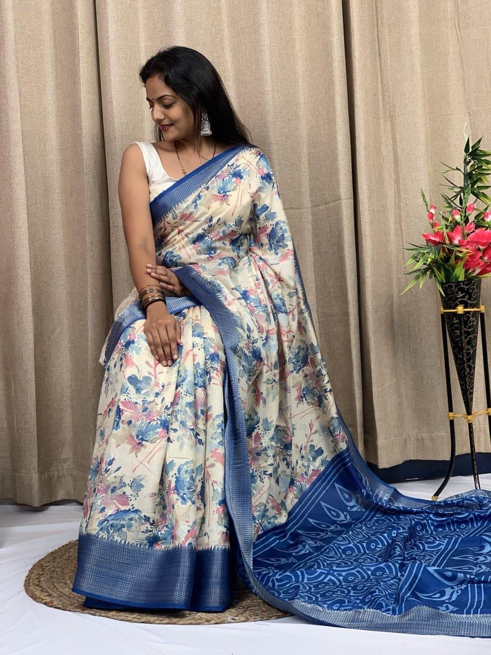 Party Wear Soft Hit Flower Special Dola silk Saree