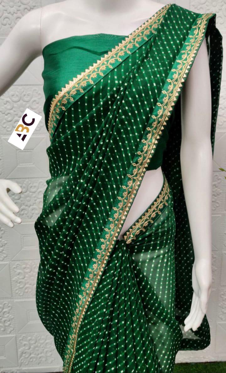 Beautiful Rajasthani Lehariya Bandhej Saree
