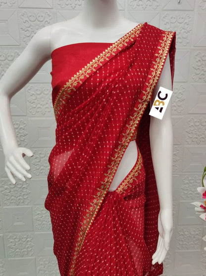 Beautiful Rajasthani Lehariya Bandhej Saree