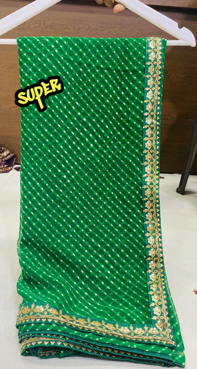 Beautiful Rajasthani Lehariya Bandhej Saree