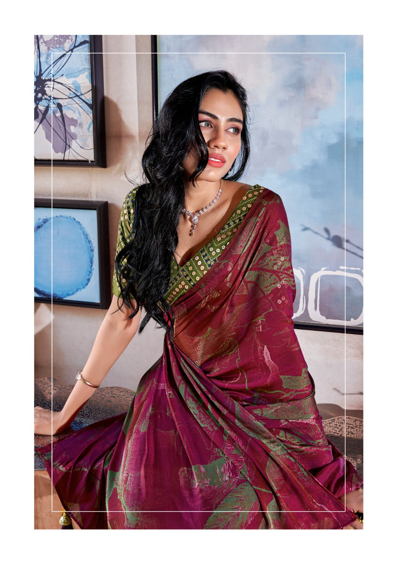 Stavan Shannon Velvet Silk with Printed Fancy Saree collection