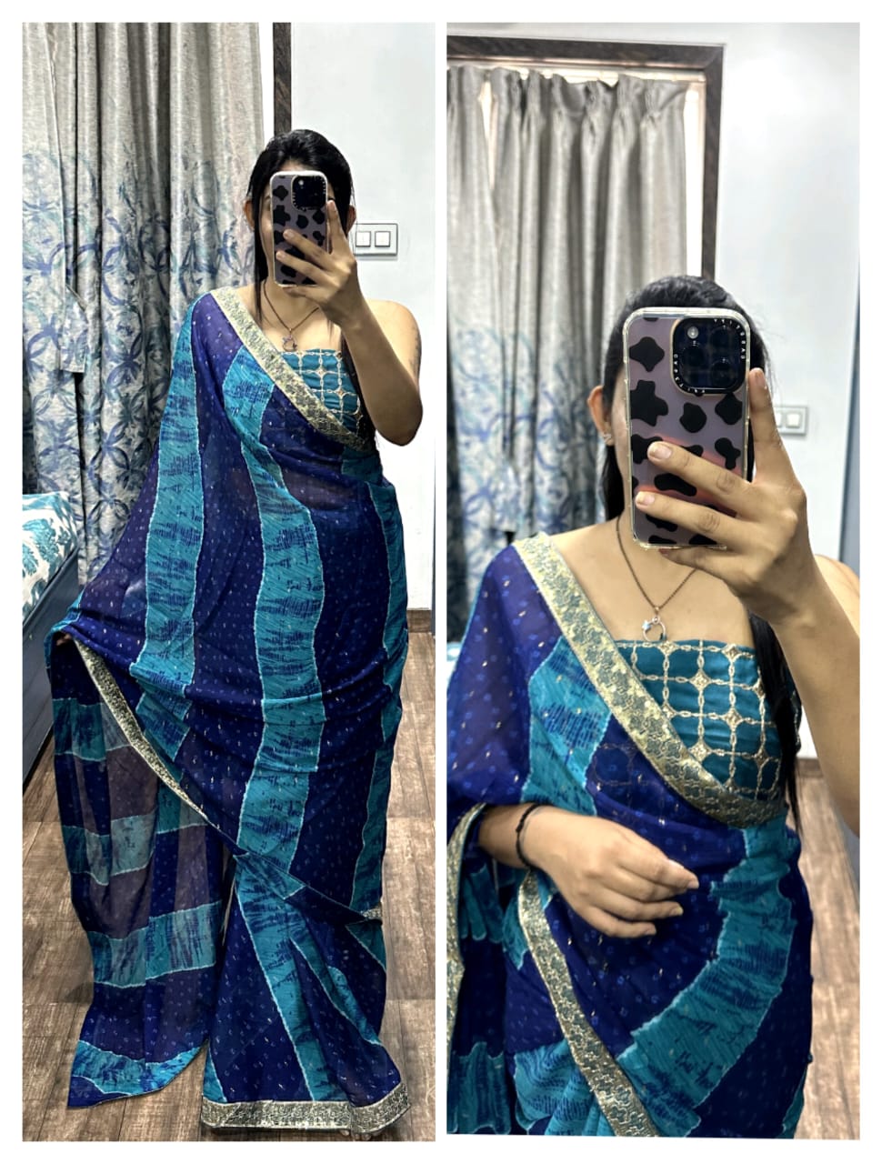 Beautiful Pure Chiffon Stavan Gerua Saree