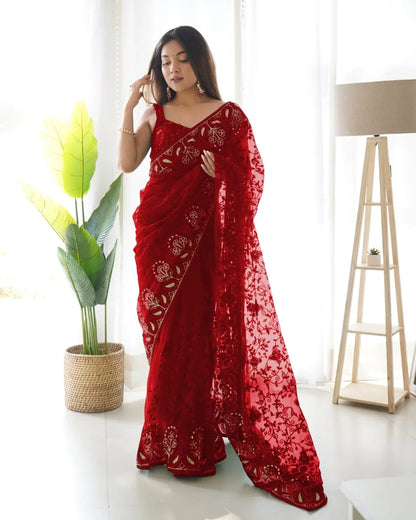Beautiful Heavy Butterfly Net Saree