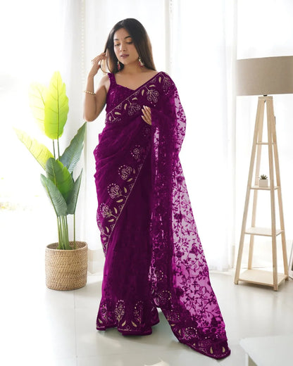 Beautiful Heavy Butterfly Net Saree