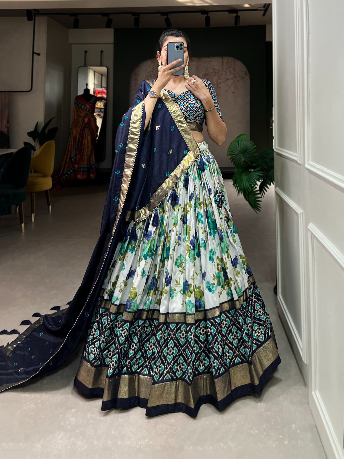 Beautiful Designer Tussar Silk Lehenga Choli Design No 1689