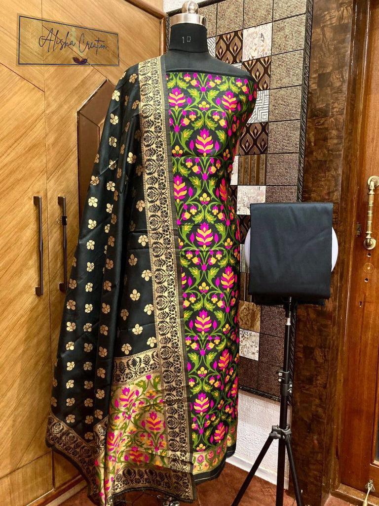 Party Wear Pure Chanderi Banarasi Silk Salwar Suit