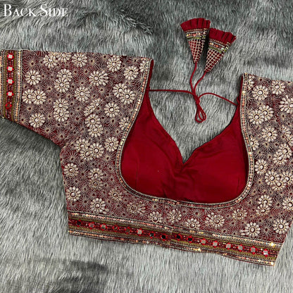Party Wear Designer Sabyasachi Style Velvet Work Blouse