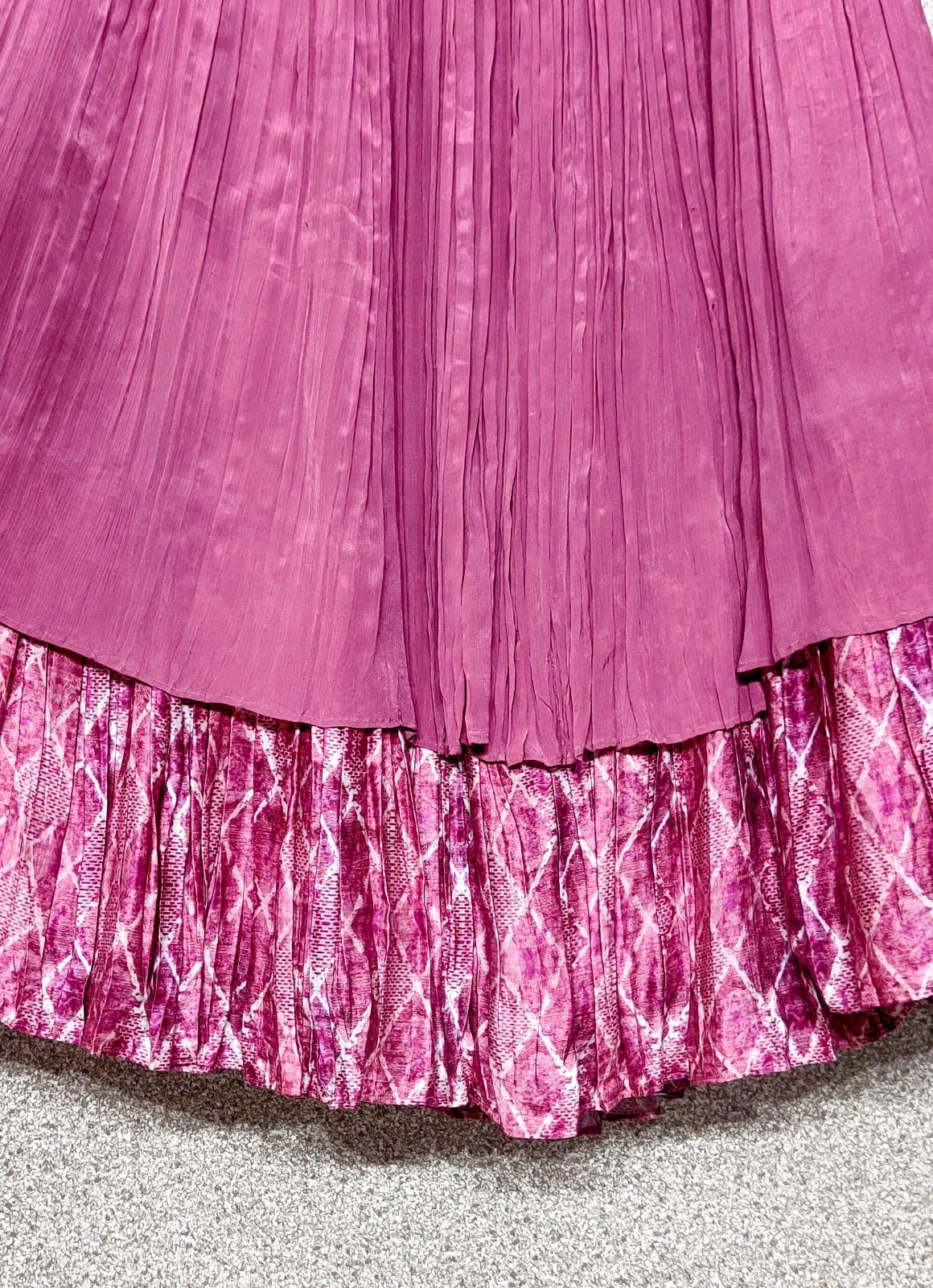Beautiful Designer Pure Chinnon skirt with Gajji satin border Wedding Lehenga Choli