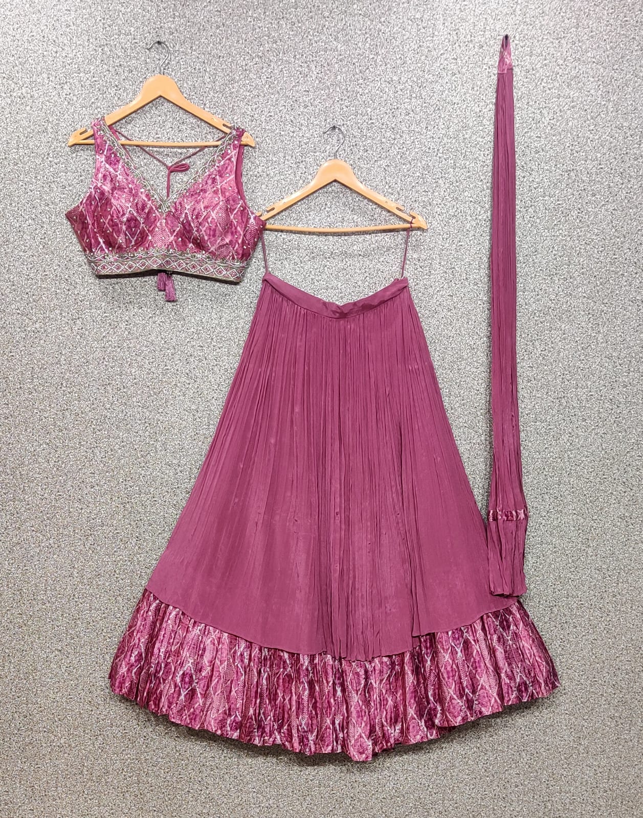 Beautiful Designer Pure Chinnon skirt with Gajji satin border Wedding Lehenga Choli