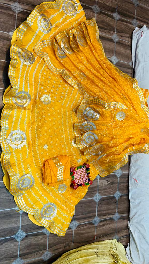 Rajasthani Traditional Bandhej Silk Hand Made Lehenga Choli