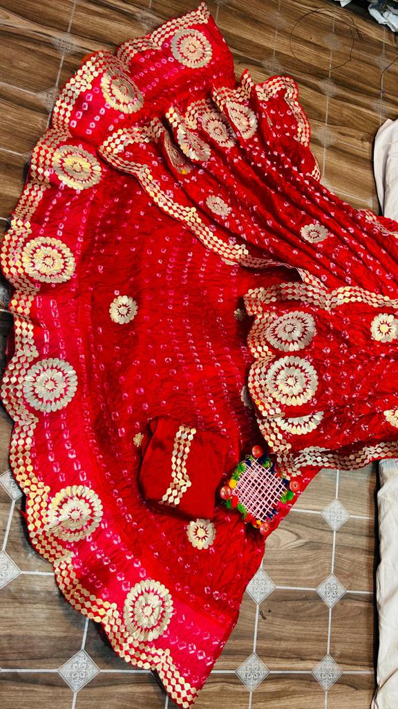 Rajasthani Traditional Bandhej Silk Hand Made Lehenga Choli