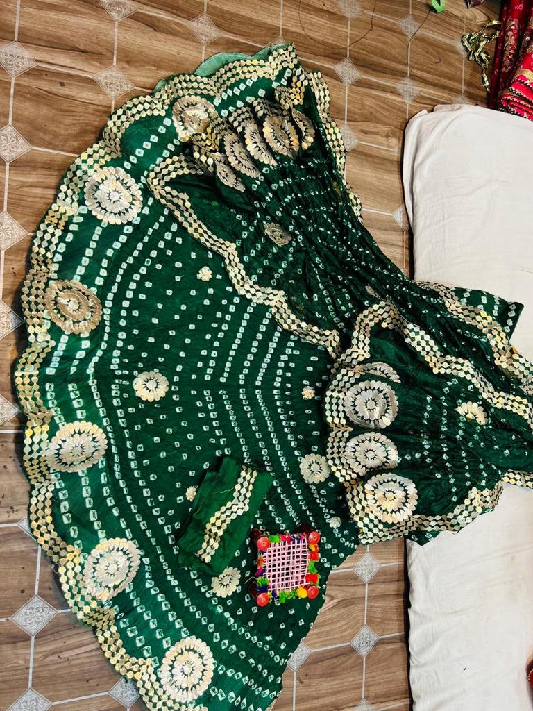 Rajasthani Traditional Bandhej Silk Hand Made Lehenga Choli