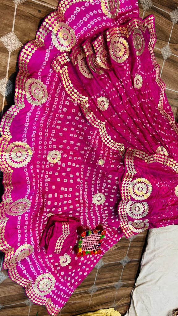 Rajasthani Traditional Bandhej Silk Hand Made Lehenga Choli