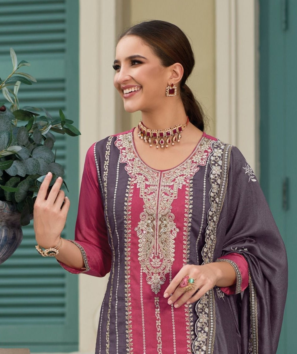 Eba Lifestyle Zaveri Shanya Silk with Embroidery work designer Suits collection