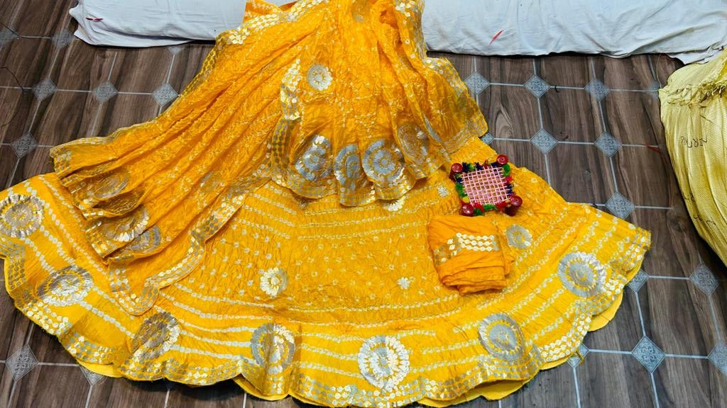 Rajasthani Traditional Bandhej Silk Hand Made Lehenga Choli