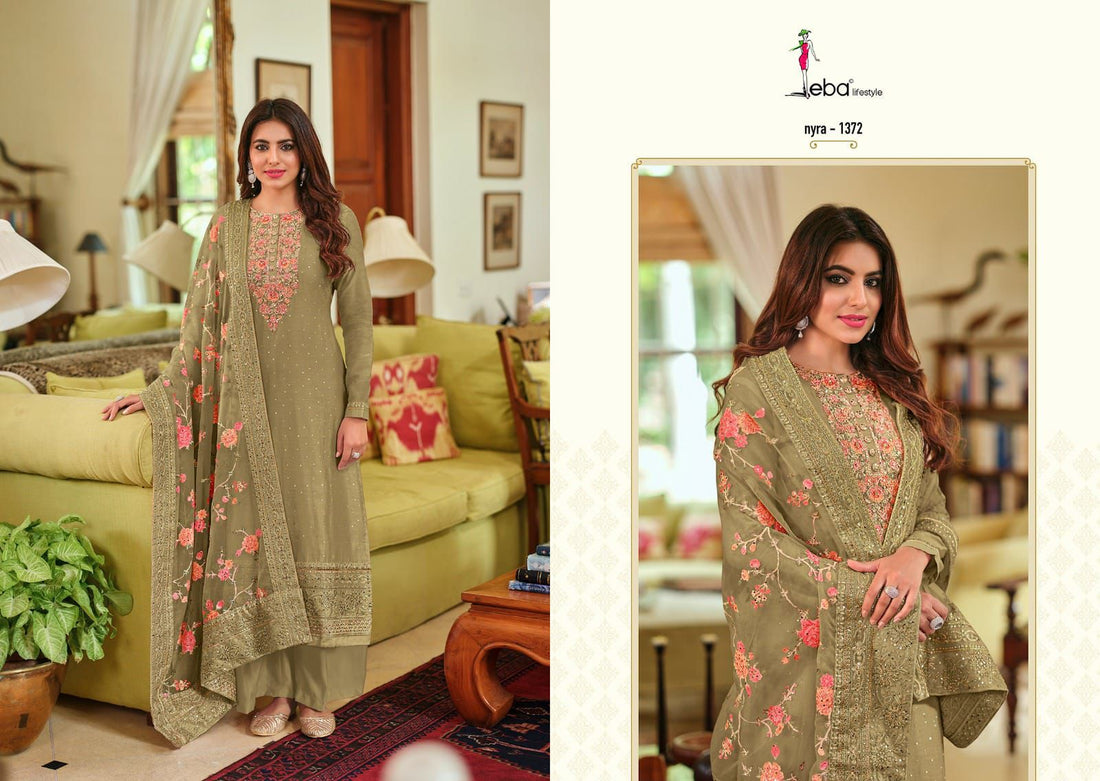 Eba Nyra Vol 3 Elegant Salwar Kameez For Women With Embroidery Work And Floral Dupatta