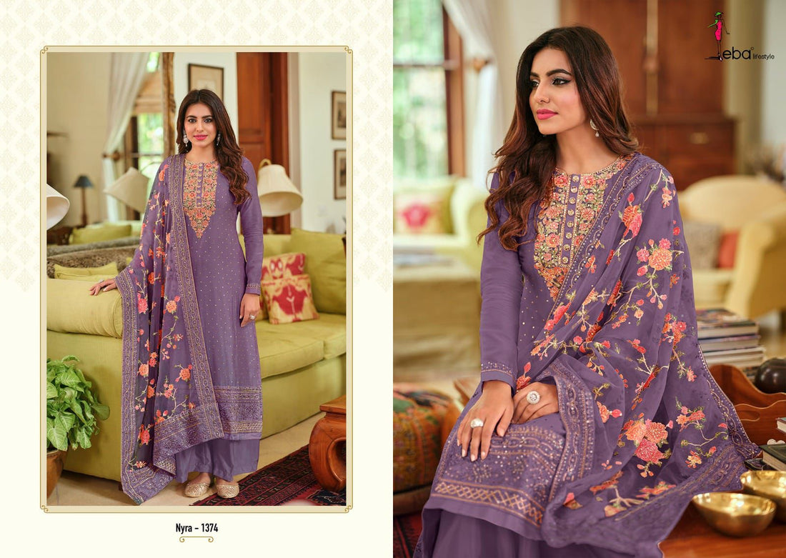 Eba Nyra Vol 3 Elegant Salwar Kameez For Women With Embroidery Work And Floral Dupatta