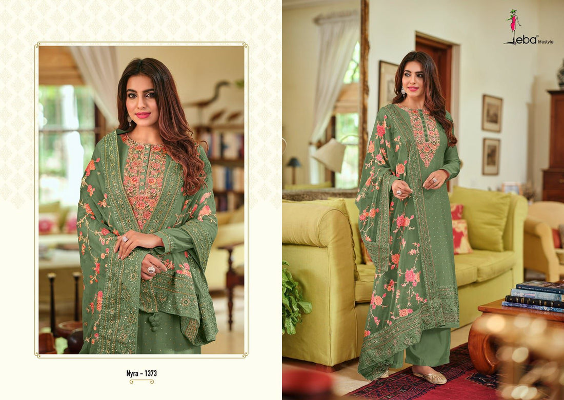 Eba Nyra Vol 3 Elegant Salwar Kameez For Women With Embroidery Work And Floral Dupatta