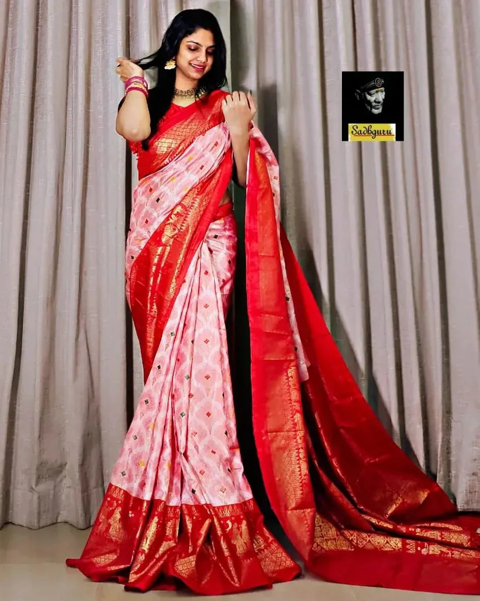 New Soft Pure Dola Silk Kalamkari Patola Digital Print Saree