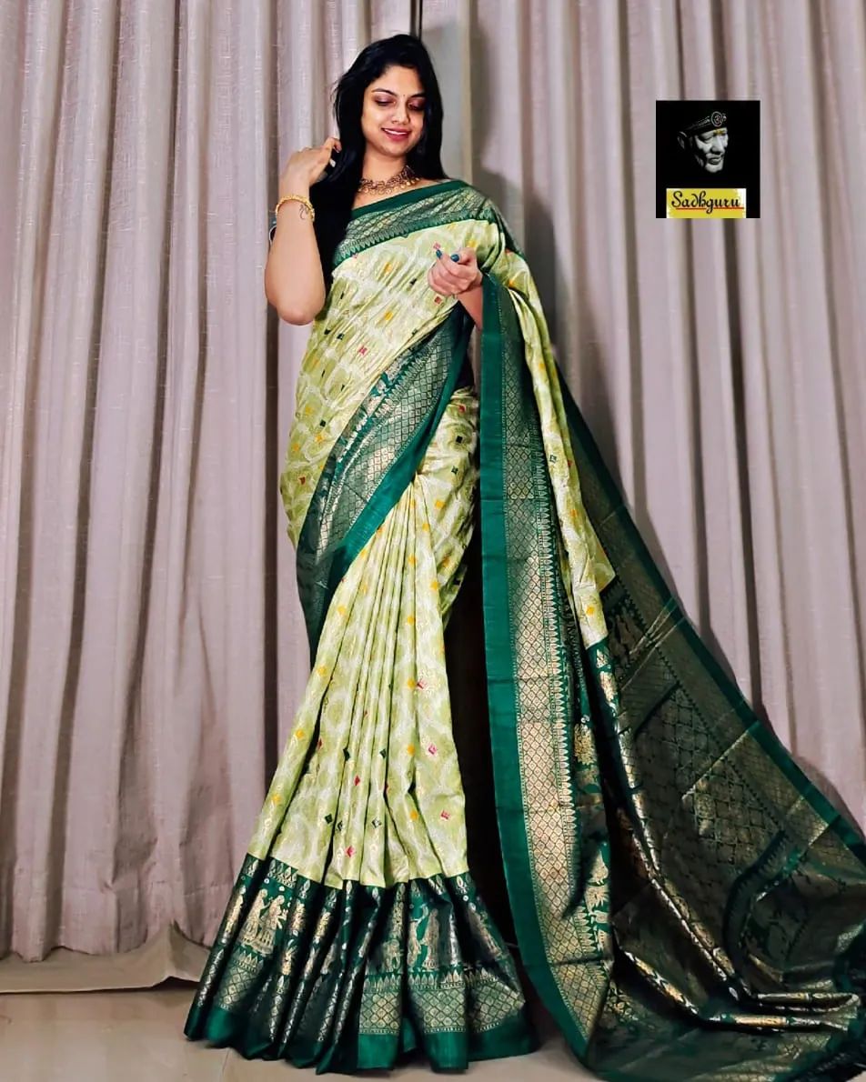 New Soft Pure Dola Silk Kalamkari Patola Digital Print Saree