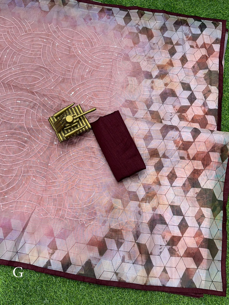 Beautiful Designer Pure Organza Saree