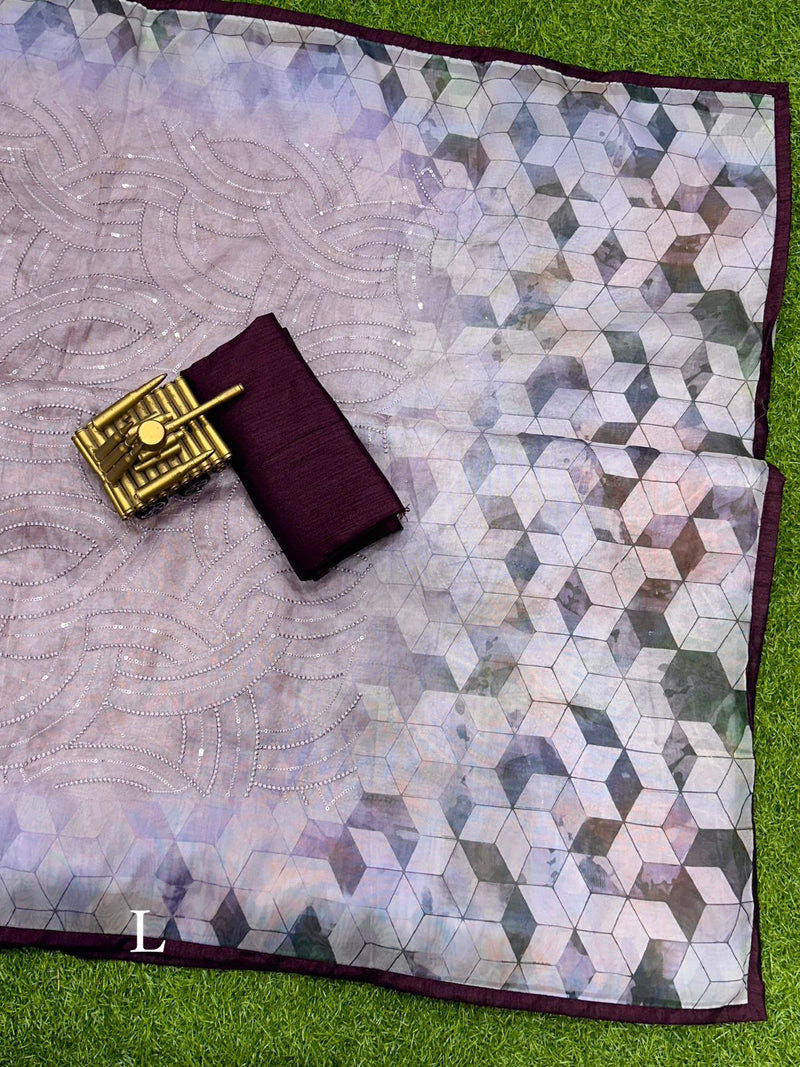 Beautiful Designer Pure Organza Saree