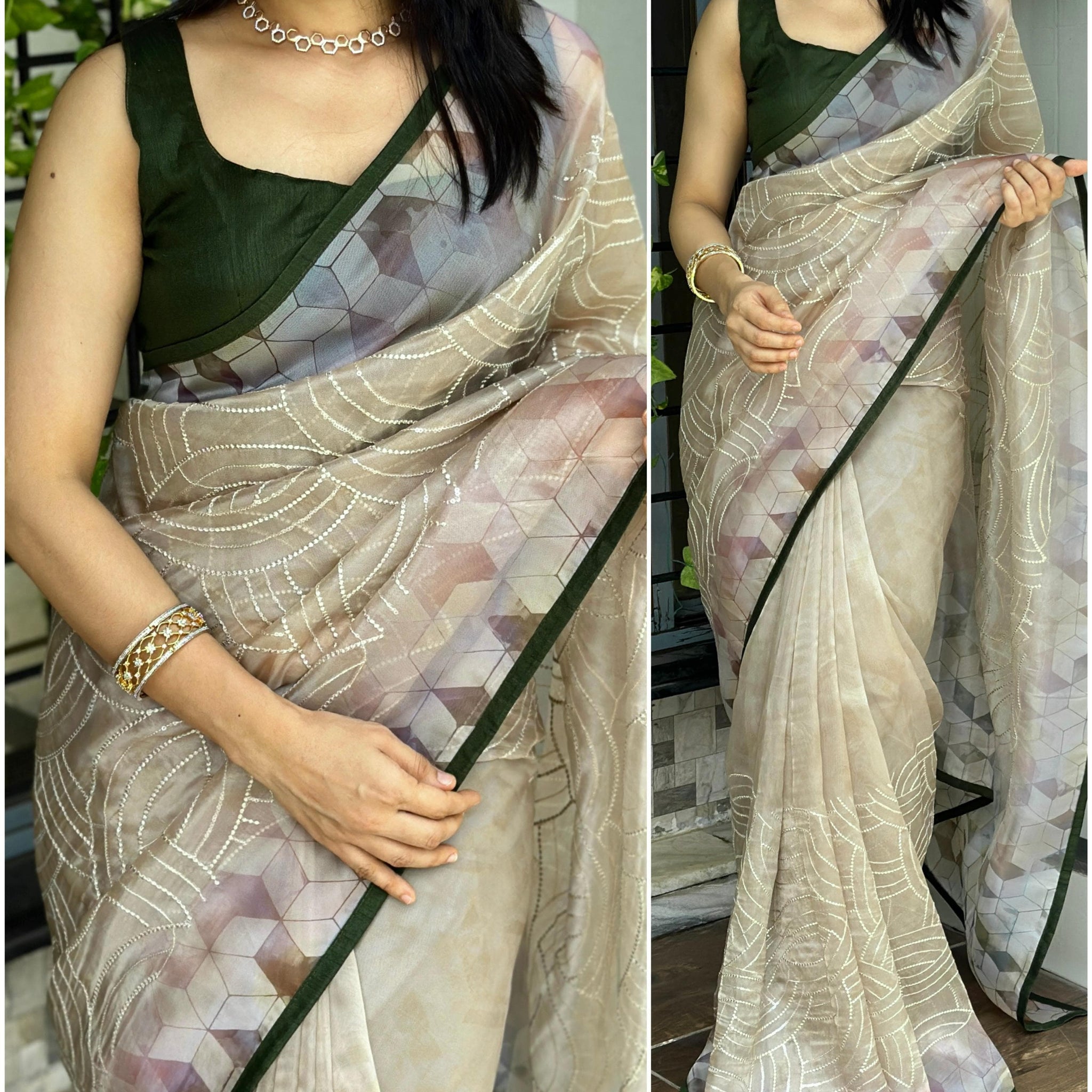 Beautiful Designer Pure Organza Saree